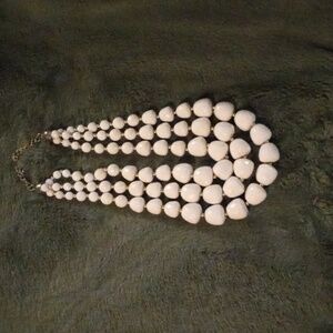 3 Strand White Beaded Necklace